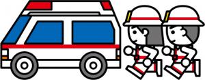 救急車と救急隊員のイラスト