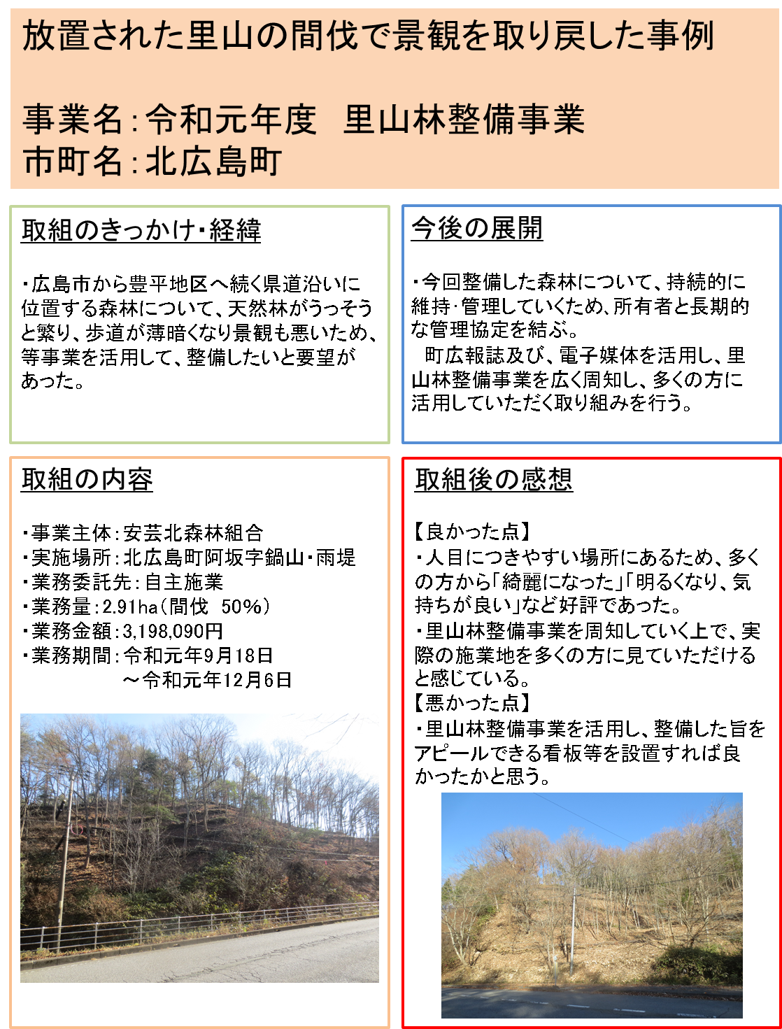 北広島町の森づくり活動事例