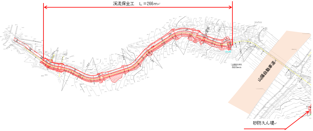 上飯田川　渓流保全工　平面図