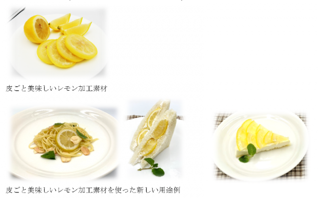皮ごと美味しいレモン加工素材と用途例の写真