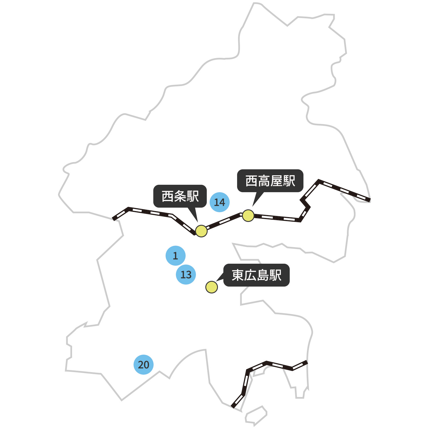 東広島市の地図
