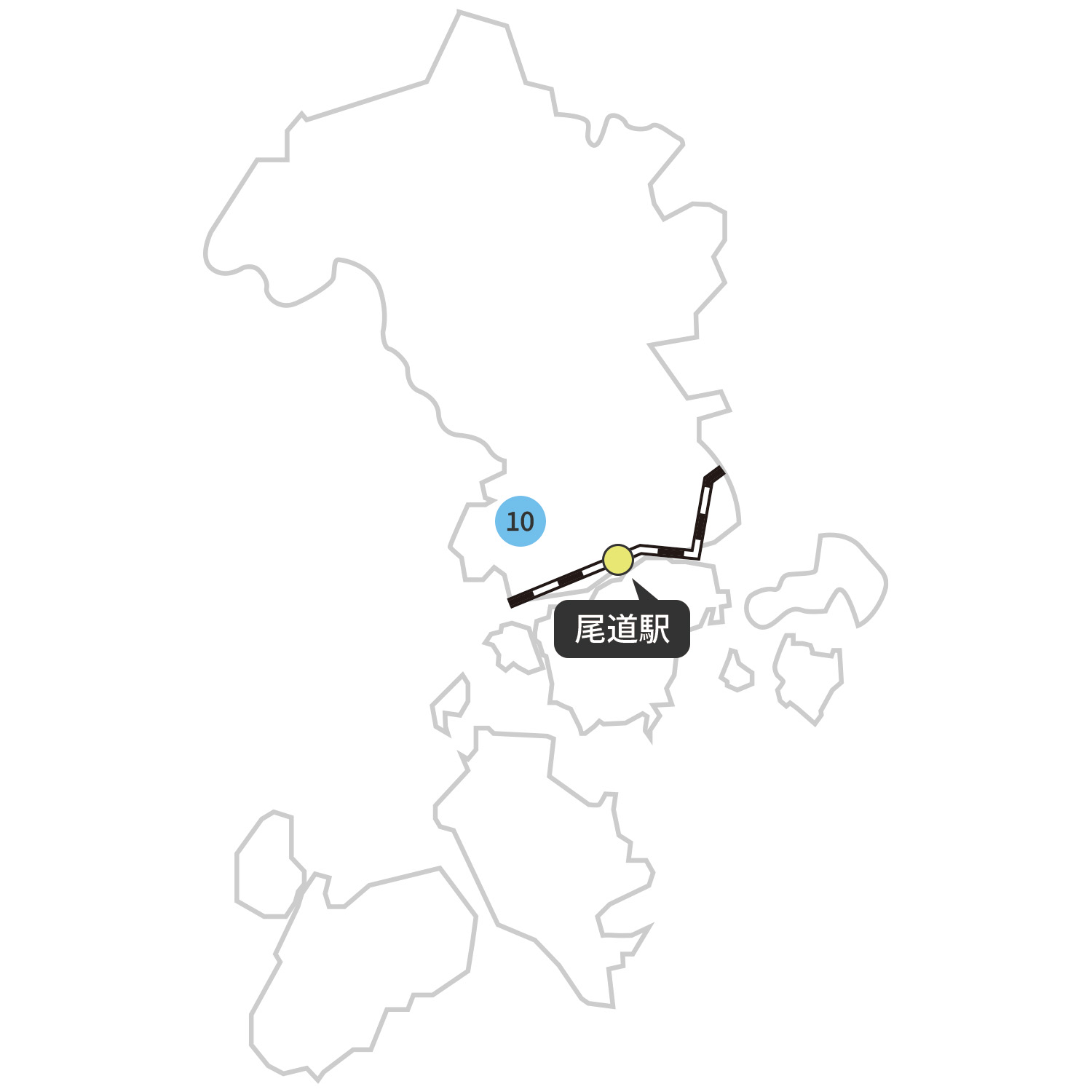 尾道市の地図