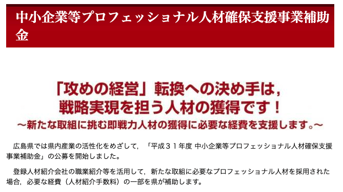 プロフェッショナル人材戦略拠点の各種支援・補助金情報