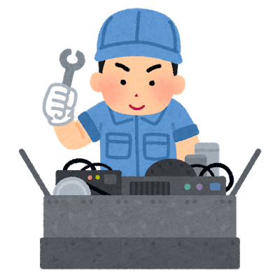 機械のメンテナンスをする人のイラスト