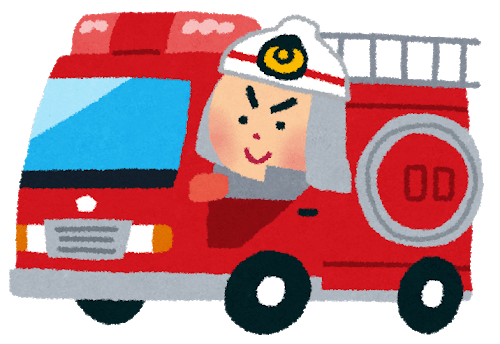 消防車に乗った消防士のイラスト