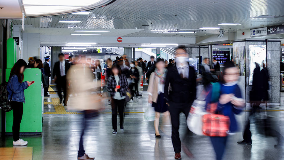 広島駅のラッシュの様子