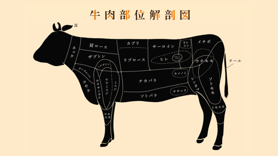 比婆牛の部位の図