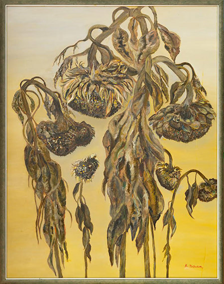 鍋島桂子さんの作品「晩秋のひまわり」