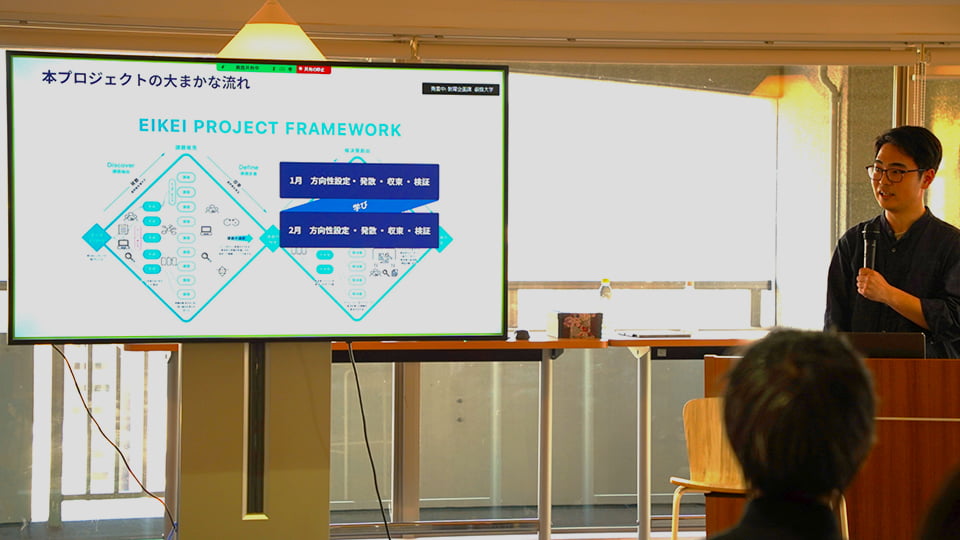発表する男子学生