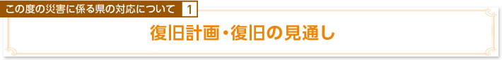 この度の災害に係る県の対応について1　復旧計画・復旧の見通し