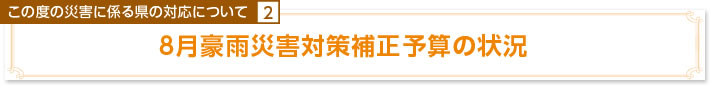この度の災害に係る県の対応について2　8月豪雨災害対策補正予算の状況