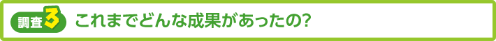 【調査3】これまでどんな成果があったの？