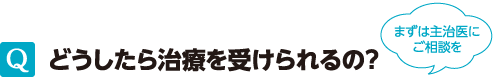 Q どうしたら治療を受けられるの？　まずは主治医にご相談を