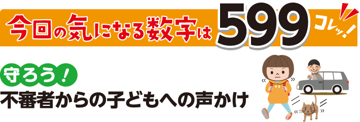 今回の気になる数字はコレッ！“599”　守ろう！不審者からの子どもへの声かけ