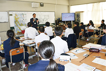 学校における防災教育の様子