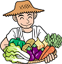 野菜を持った農家の絵