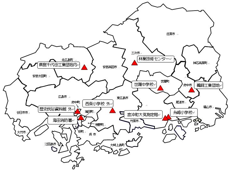 アスベスト濃度調査 対象地域図