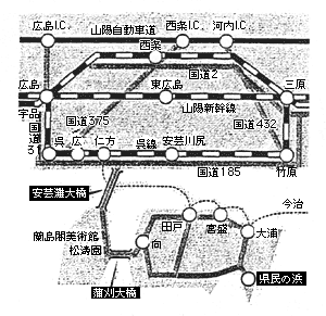 県民の浜の地図