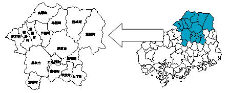 備北地域の地図