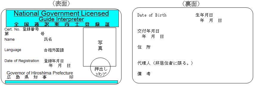 全国通訳案内士登録証