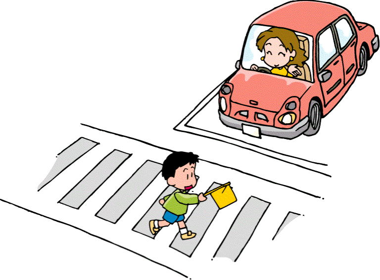 子供が横断歩道を渡る様子のイラスト