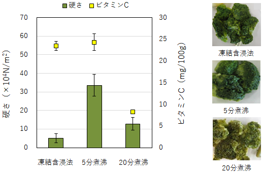 凍結含浸法と加熱法で作製したブロッコリーの品質比較