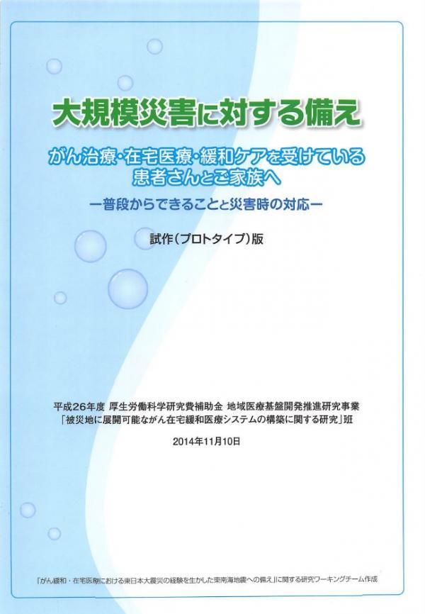 大規模災害に対する備えの冊子表紙イメージです。