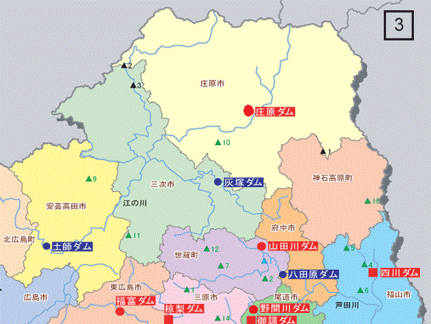 ダムの位置図（北東部）