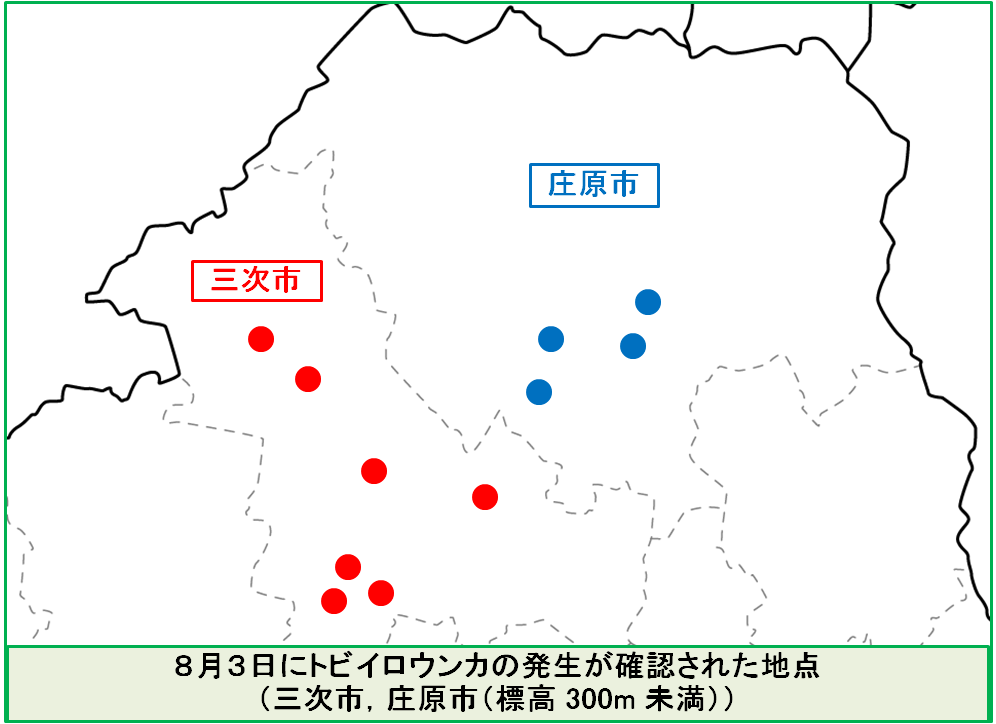 トビイロウンカ発生地点マップ