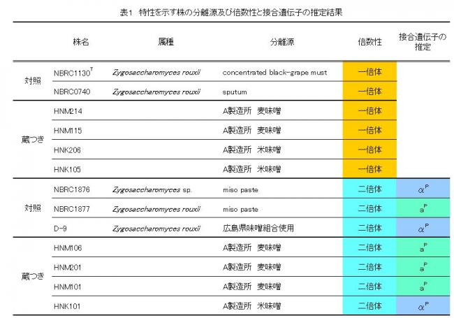 特性を示す株の分離減及び倍数性と接合遺伝子の推定結果