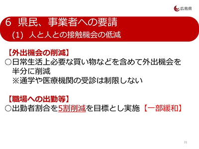 人と人との接触機会の低減