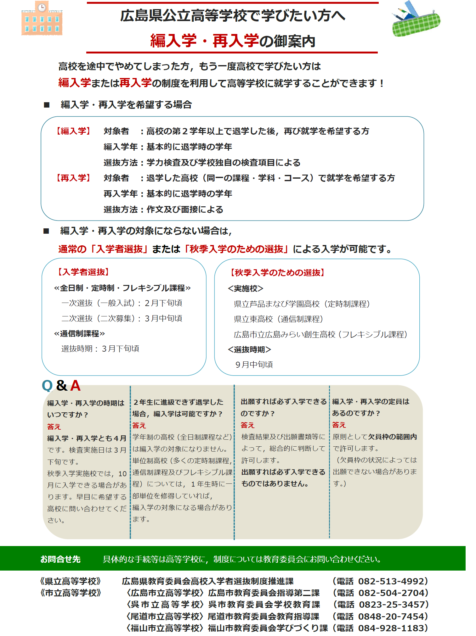 編入学・再入学の御案内