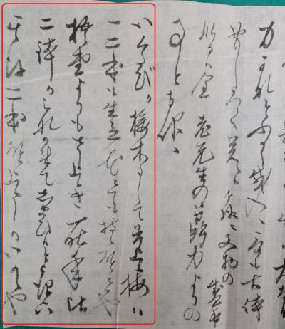 文政３年（1820）田内月堂から茶山宛の手紙，梅が枯れたとの記述箇所