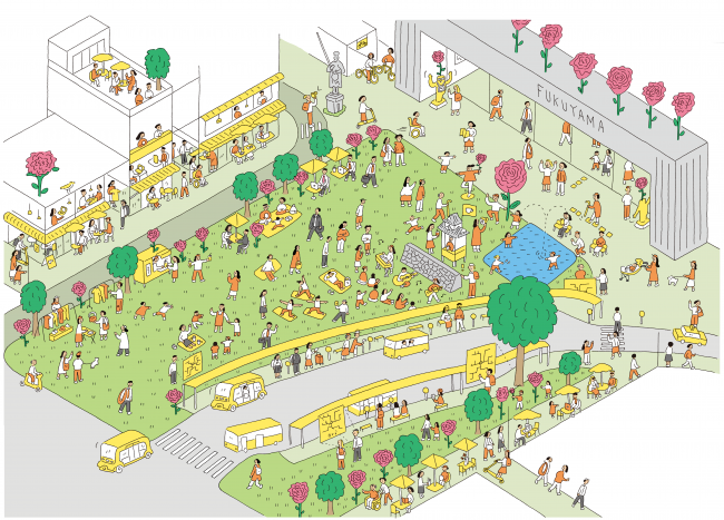 福山駅前広場の配置計画案（素案）のイラスト