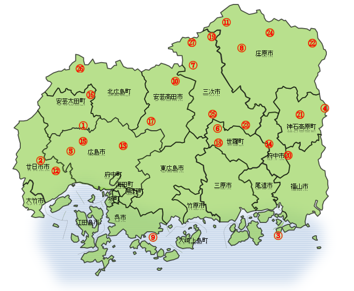県自然環境保全地域の位置図