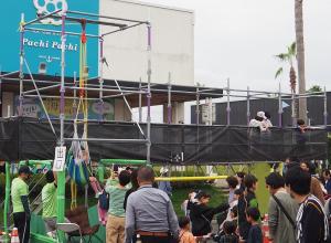 足場、滑車体験