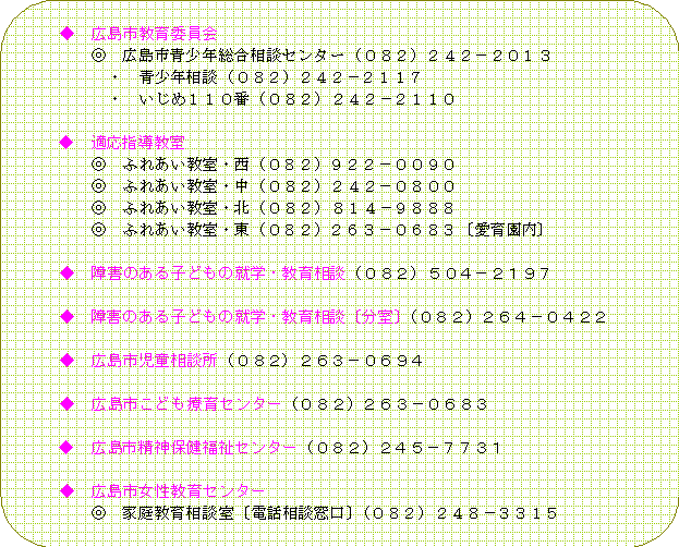 広島市の相談機関