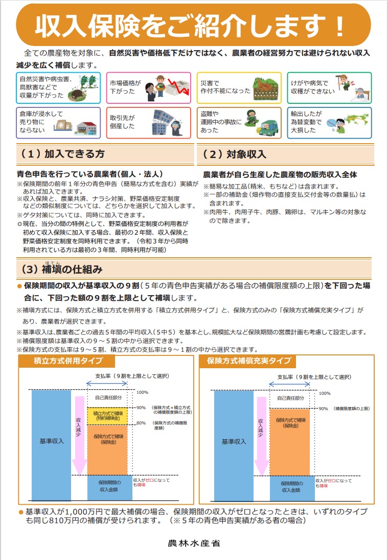 収入保険をご紹介します！（収入保険チラシ）１