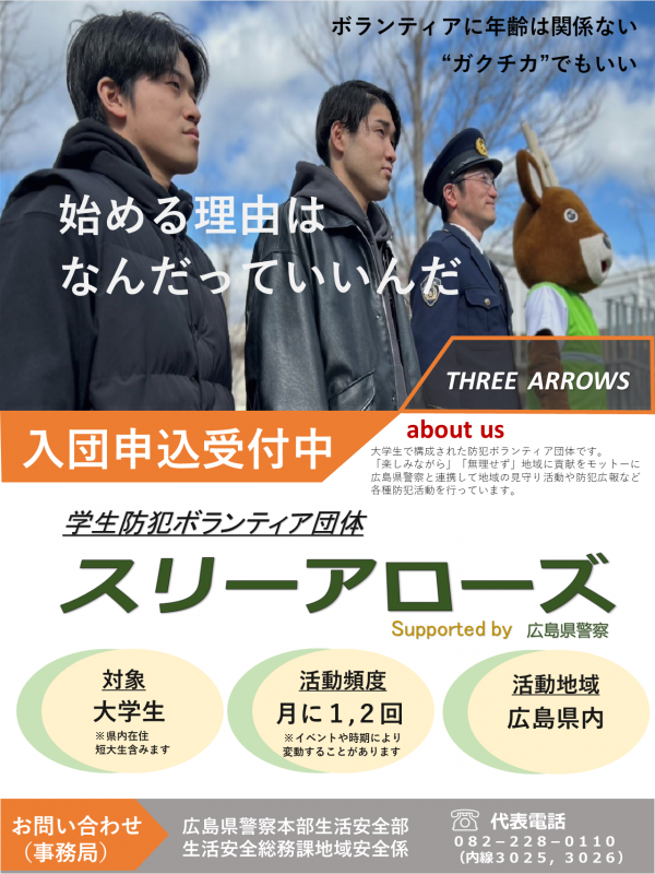 チラシ表　スリーアローズのメンバー募集