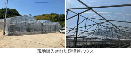 現地導入された足場管ハウス