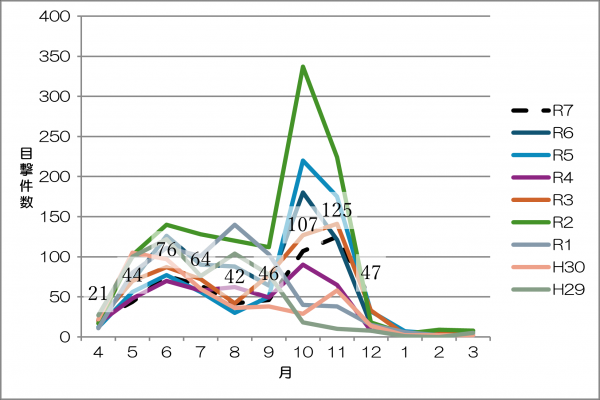 令和７年度クマ目撃情報