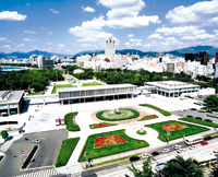 The Peace Memorial Park and downtown Hiroshima