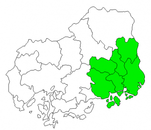 三原市，尾道市，福山市，府中市，世羅郡，神石郡