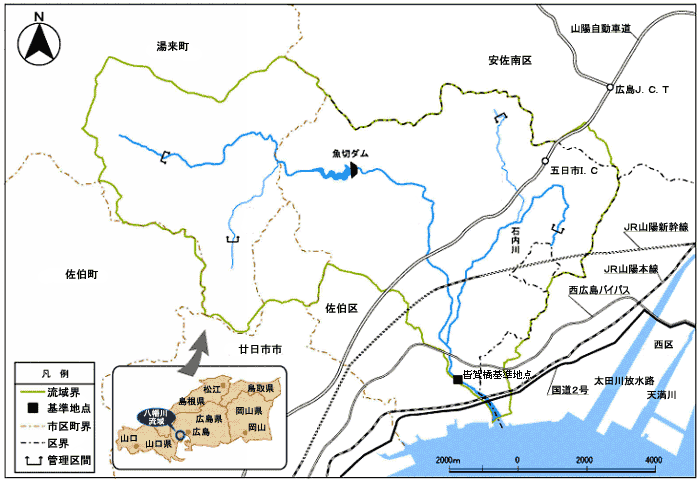 二級河川八幡川水系流域図