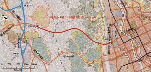 広島高速4号線の地図の画像