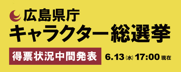 広島県庁キャラクター総選挙 得票状況中間発表