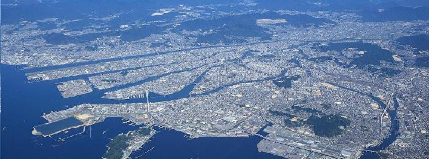 広島市上空の写真